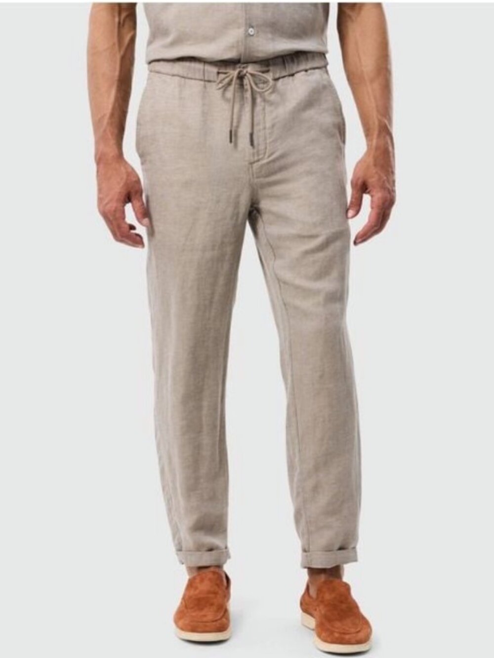 Psycho Bunny Drawstring Tan Linen Pants in W32